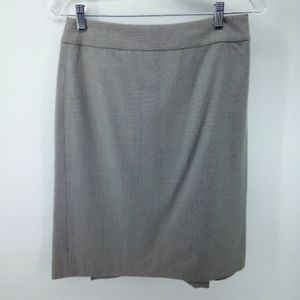 Ann Taylor Grey Double Vented Small Diamond Pattern Zipper Work Interview Skirt
